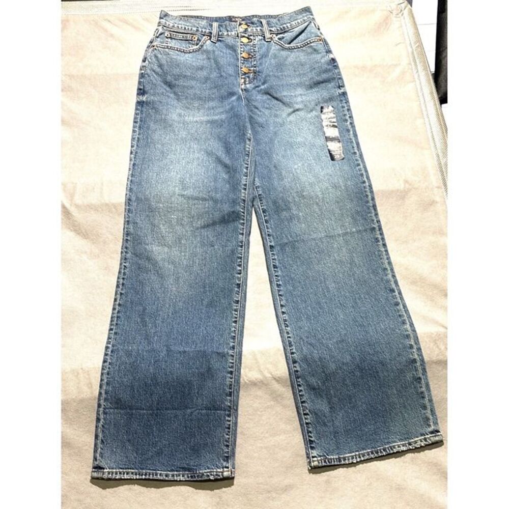 Full-Length Wide-Leg Jeans Size 29 High-Waisted Button-Fly Classic Blue Denim Ca